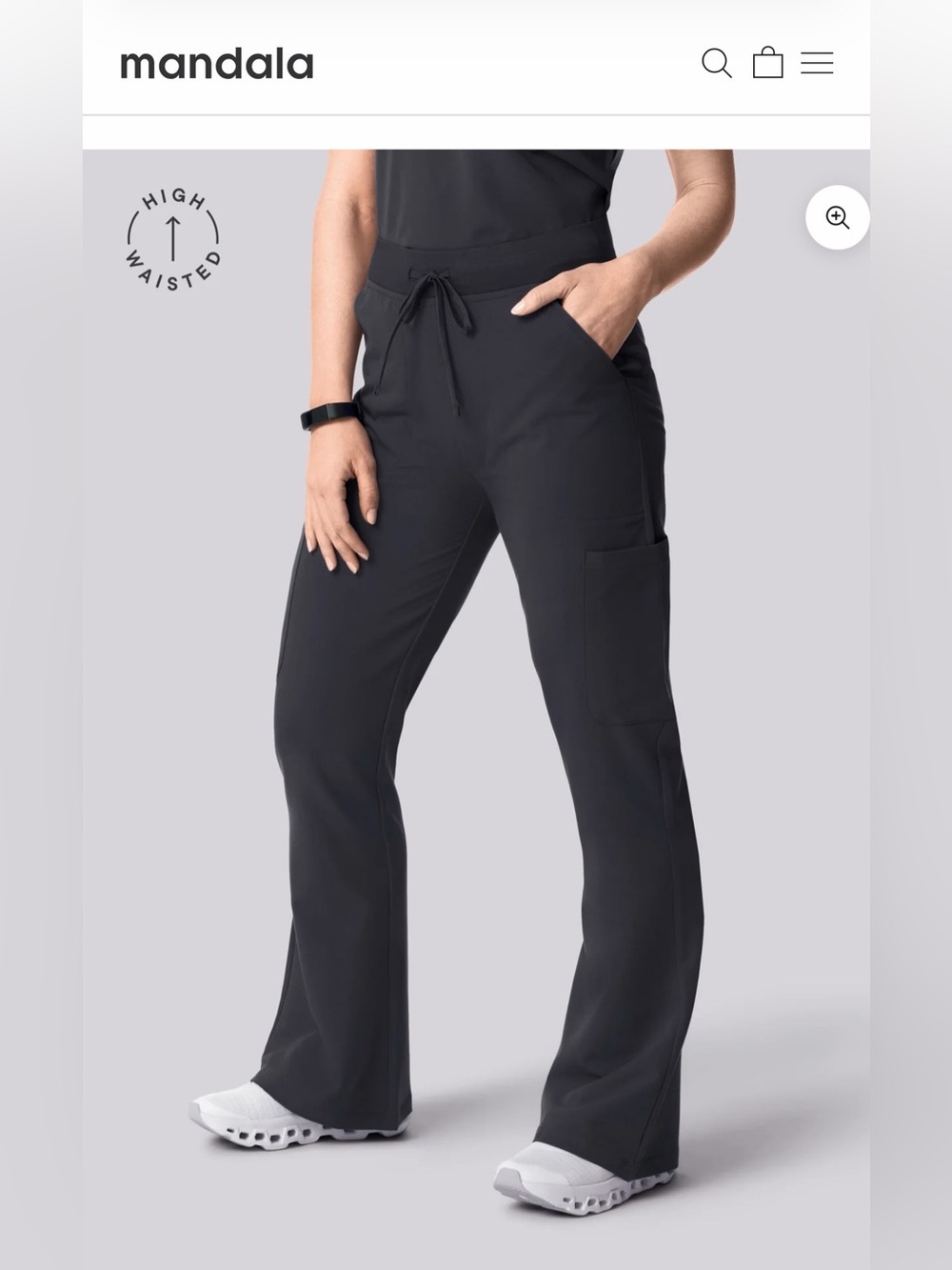 NWT - Mandala High Waisted Flare Scrub Pants for Women - L TALL